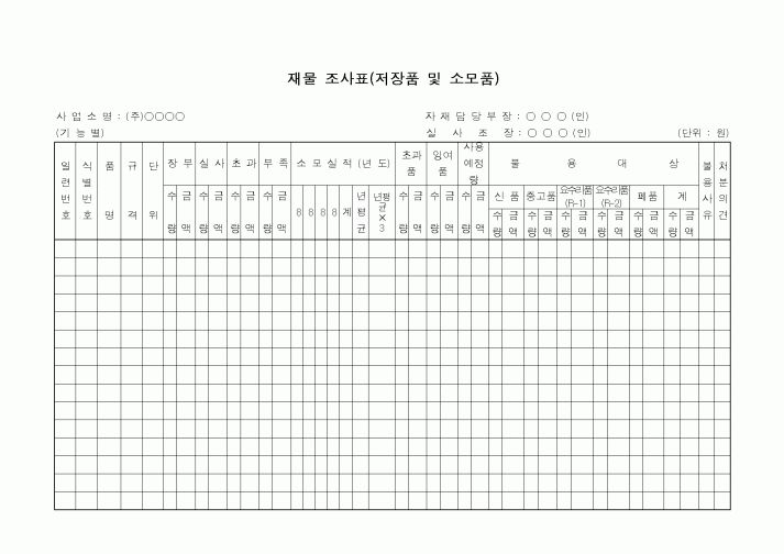 (총무)재물조사표(저장품 및 소모품)