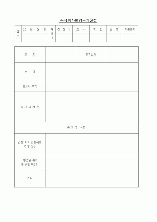 (창업)주식회사변경등기(발행할주식의총수변경)