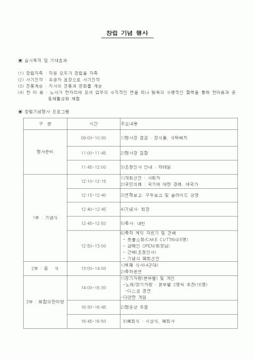 (창업)창립 기념 행사
