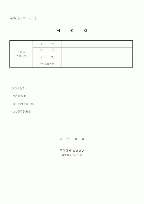 (창업)사령장