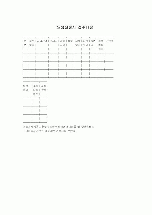 (4대보험)요양신청서접수대장