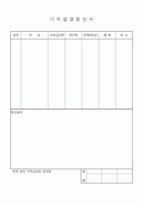 (세무/회계)가지급금정산서