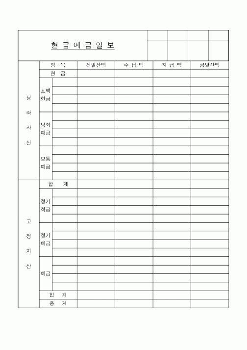 (세무/회계)현금예금일보