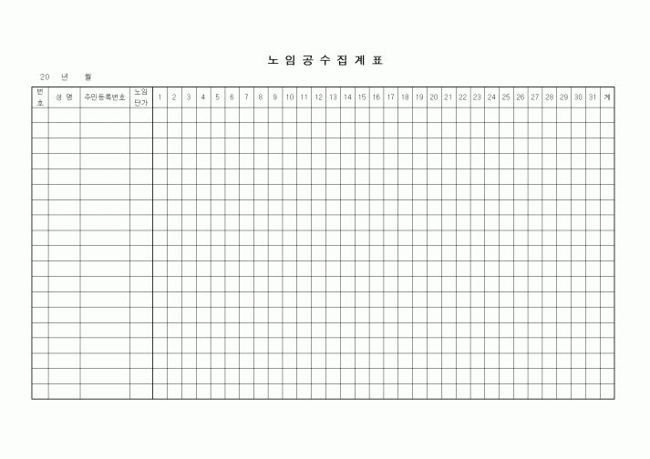 (인사/노무)노임공수집계표