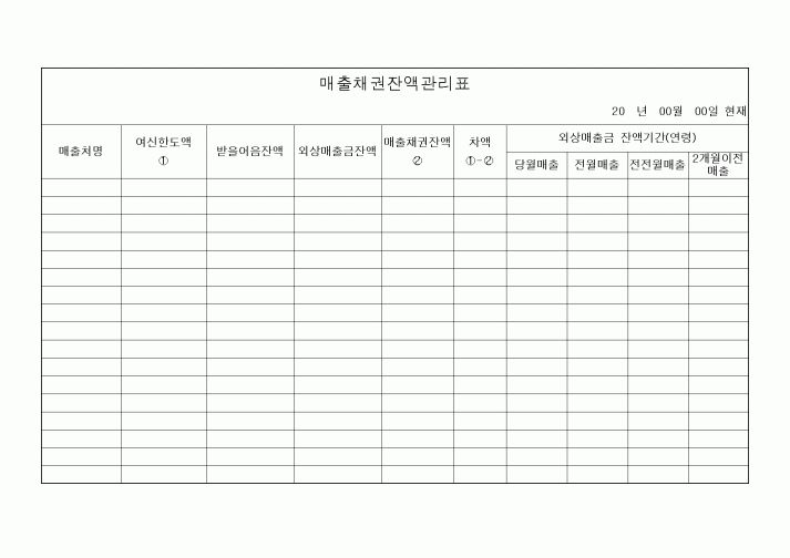 (세무/회계)매출채권잔액관리표