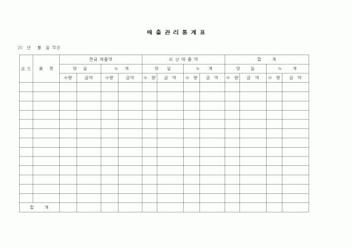 (판매/영업)매출관리통계표5