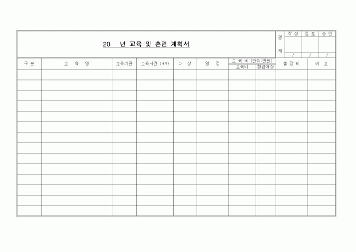 (인사/노무)교육 및 훈련 계획서