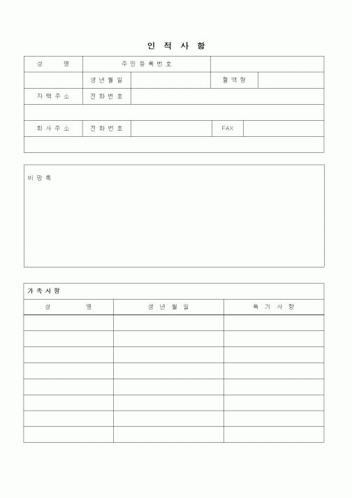 (인사/노무)인적사항