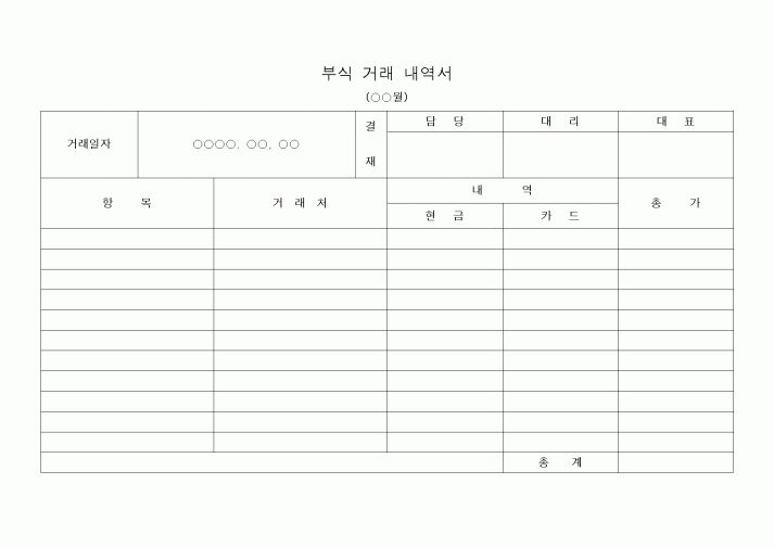 (세무/회계)부식 거래 내역서