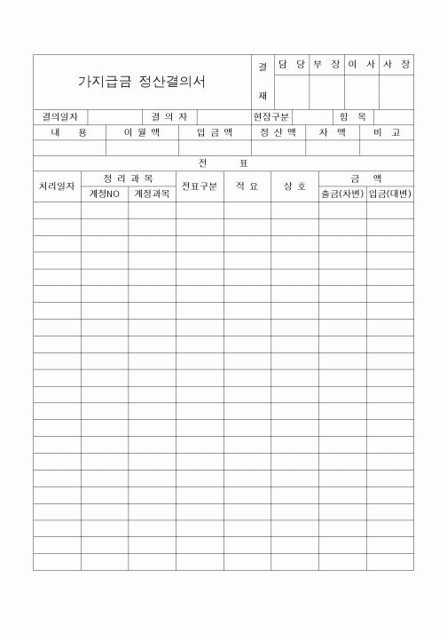 (세무/회계)가지급금 정산결의서 