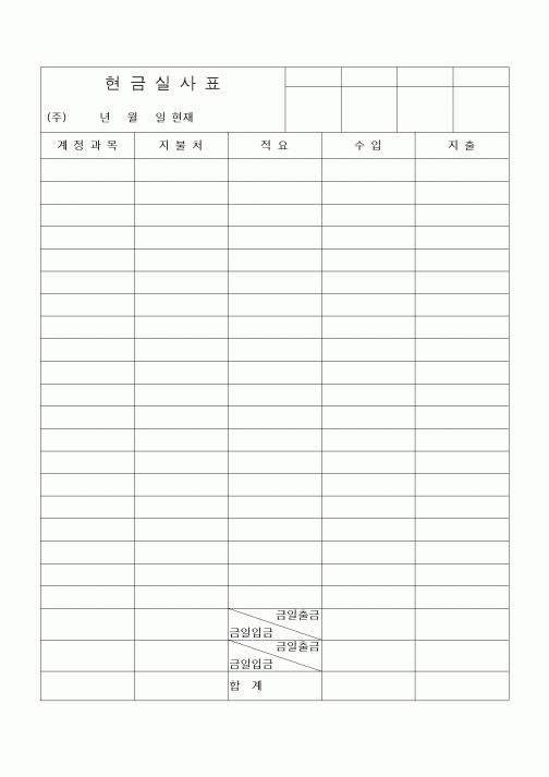 (세무/회계)현금실사표(2)