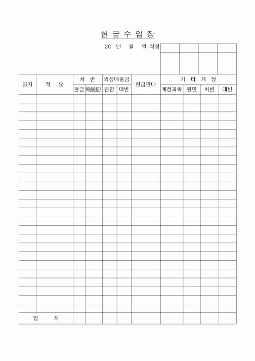 (세무/회계)현금수입장4