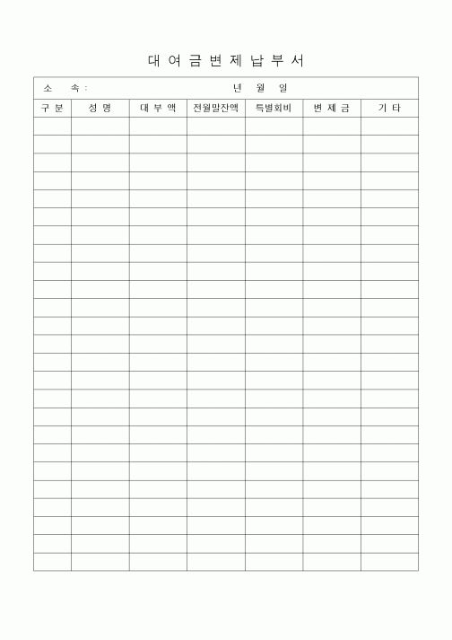 (세무/회계)대여금변제납부서