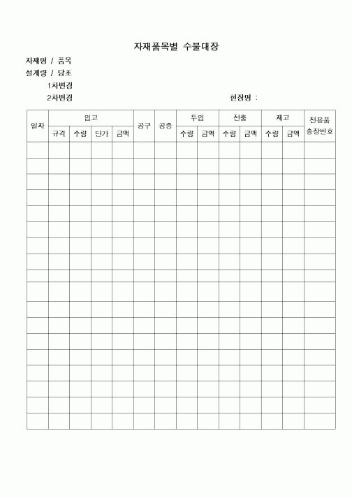 (구매/외주서식)자재품목별수불대장