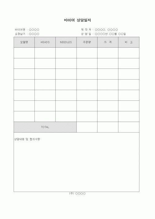 (판매/영업)바이어 상담일지1