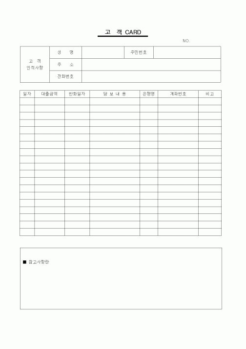 (판매/영업)고객카드(대출)