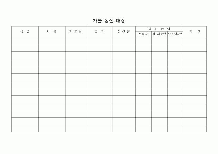 (세무/회계)가불 정산 대장