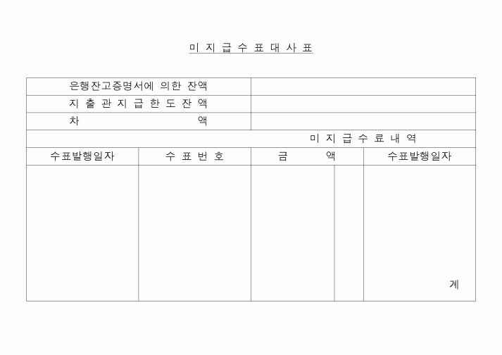 (세무/회계)미지급수표대사표