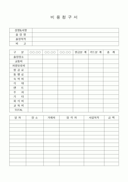 (세무/회계)비용청구서