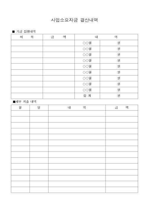 (세무/회계)사업소요자금 결산내역