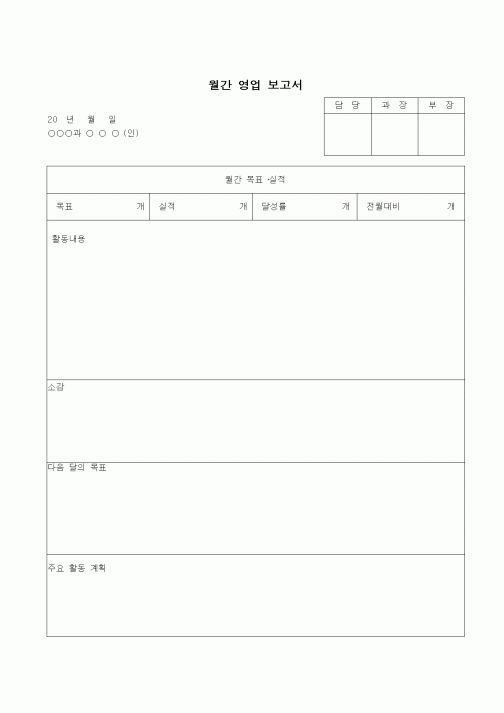 (판매/영업)월간 영업 보고서1