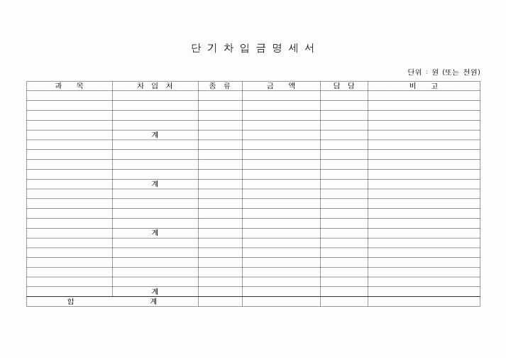 (세무/회계)단기차입금명세서5