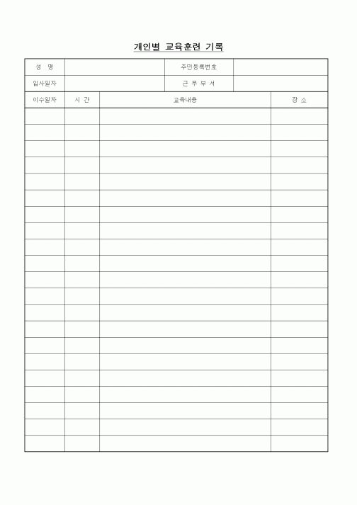 (인사/노무)개인별 교육훈련 기록