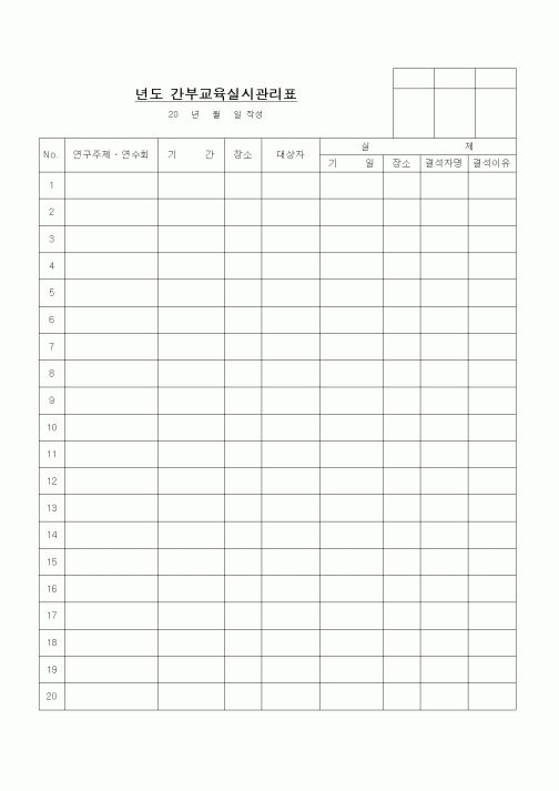 (인사/노무)()년도간부교육실시관리표
