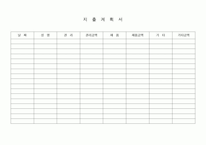 (세무/회계)지출계획서
