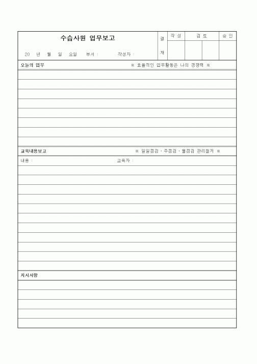 (인사/노무)수습사원 업무보고