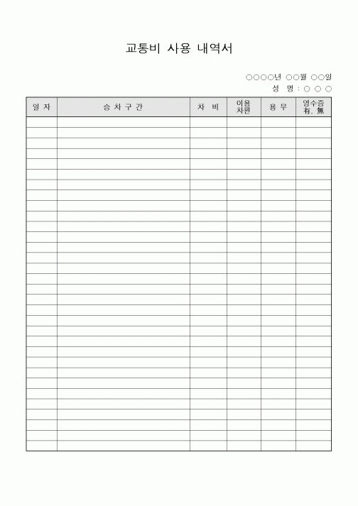 (총무)교통비사용내역서