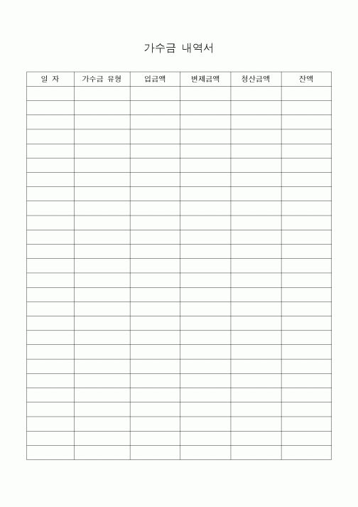 (세무/회계)가수금 내역서