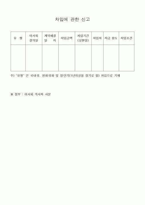 (은행/금융)차입에 관한 신고