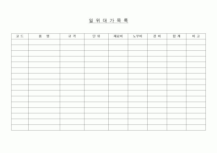 (공사예산/실행)일위대가목록1