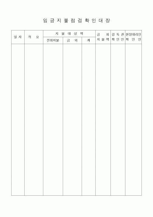(공사예산/실행)임금지불점검확인대장1