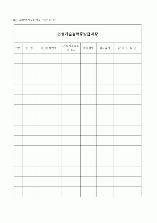 (인원관리)건설기술경력증발급대장
