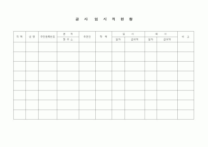 (인원관리)공사임시현황