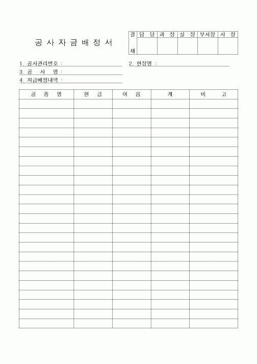 (공사예산/실행)공사자금배정서(2)