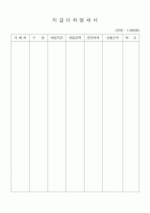 (공사예산/실행)지급이자명세서1