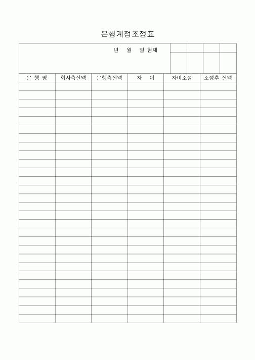 (공사예산/실행)은행계정조정표(2)