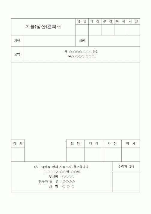 (공사예산/실행)지불(정산)결의서