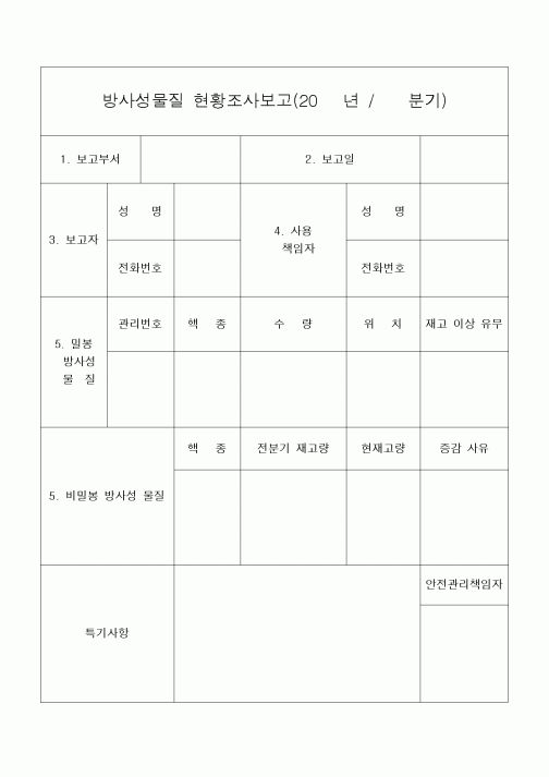 (기타건설)방사성물질 현황조사보고