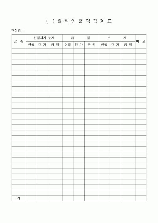 (기타건설)직영출역집계표1