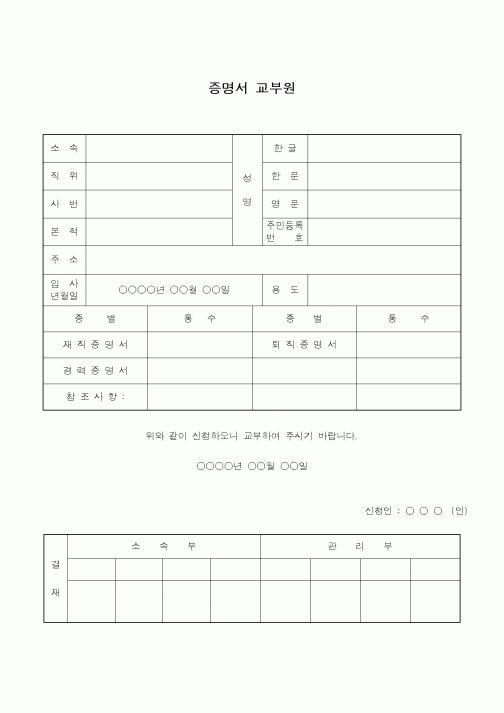 (총무)증명서 교부원