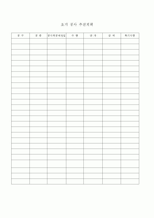 (현장/공사착공)초기공사추진계획