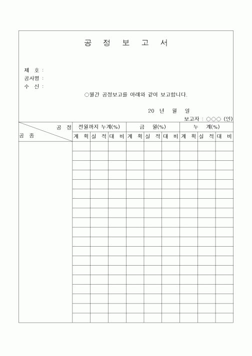 (공사관리)공정보고서