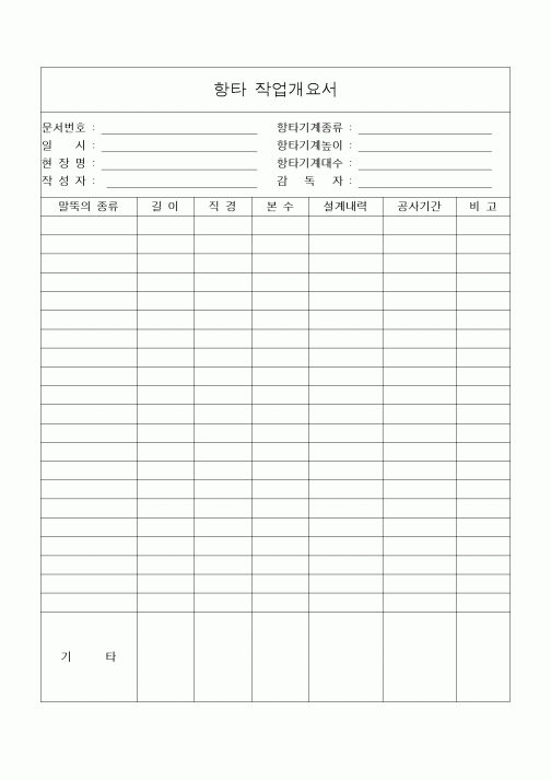 (공사관리)항타 작업개요서
