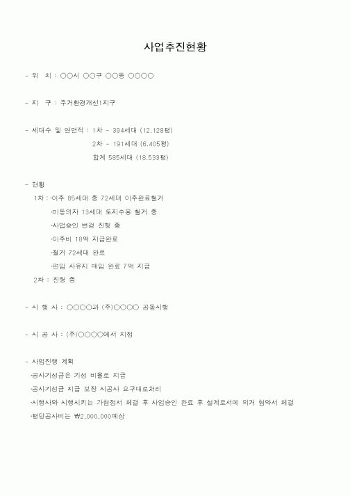 (공사관리)사업추진현황