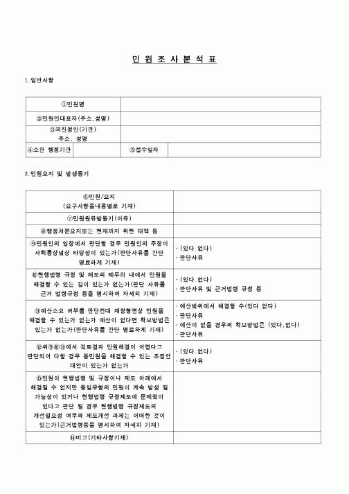 (민사소송)민원조사분석표1