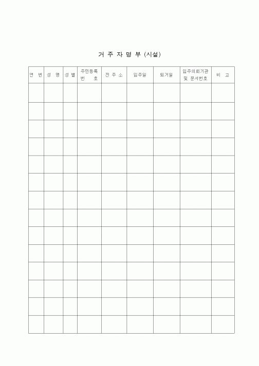 (기타)거주자명부(시설)
